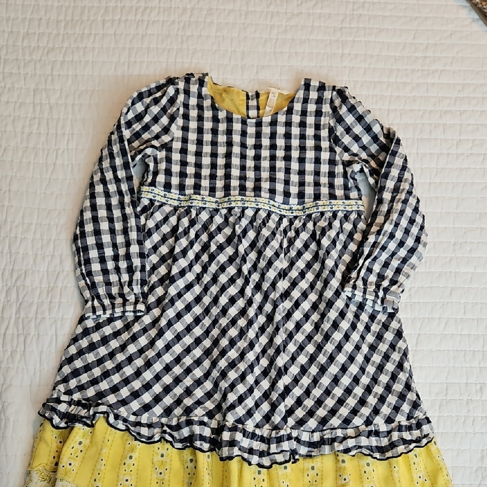 Matilda Jane Black and White Gingham And Giggles Dress with Yellow Accents